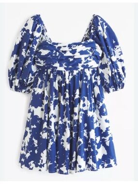 Abercrombie & Fitch Emerson Blue Puff Sleeve Mini Dress